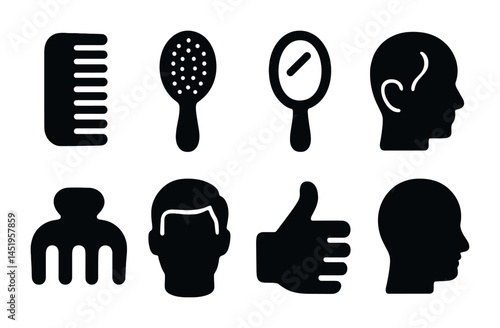Personal care solid icons set – flat, silhouette, grooming and hygiene symbols