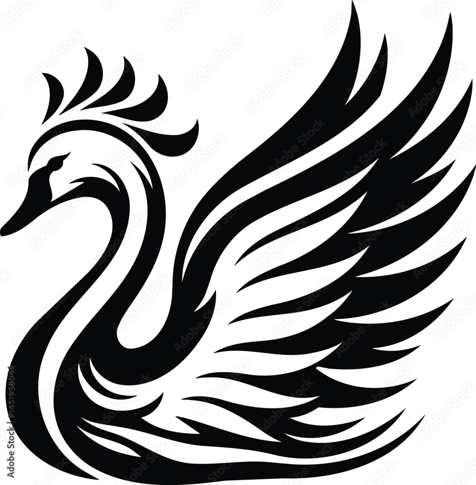 Naklejka premium Minimalist Swan Emblem