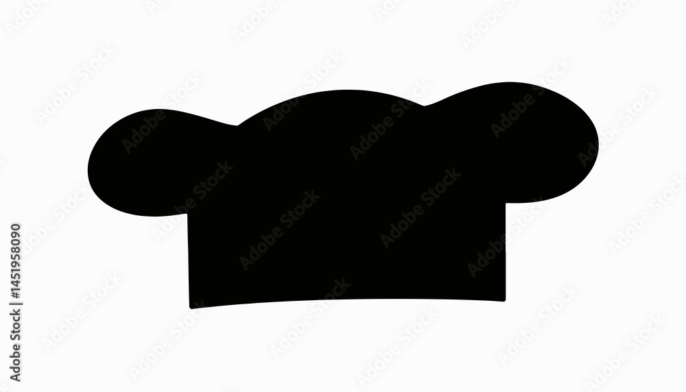 Obraz premium Black and white chef hat silhouette on plain background, culinary art