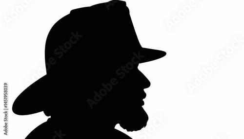 Silhouette of a firefighter helmet in black and white, bravery symbol