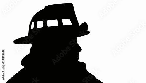 Silhouette of firefighter helmet symbolizes bravery and service