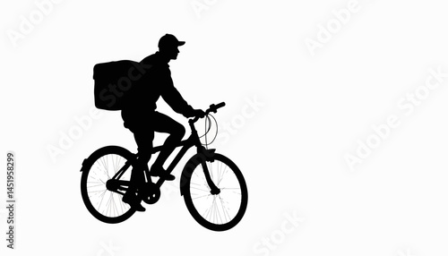 Wallpaper Mural Courier riding bicycle silhouette, black and white delivery concept Torontodigital.ca