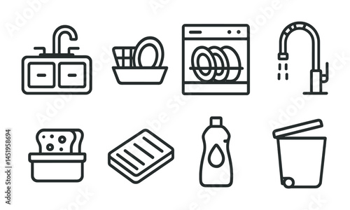 Kitchen essentials outline icons set – cooking, culinary, household vector symbols