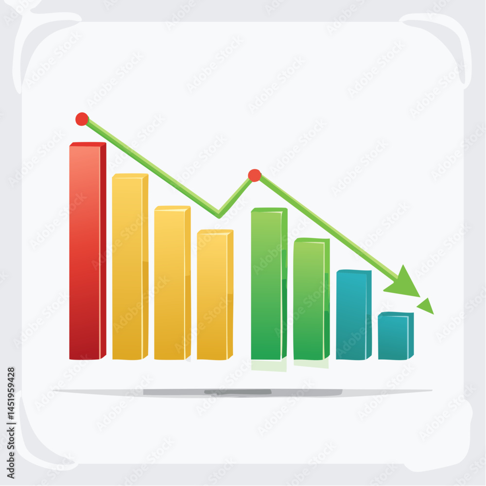 Loss business graph with arrow Loss business graph with arrow