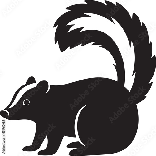 skunk silhouette line art vector illustration