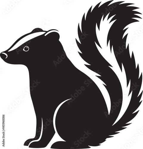 skunk silhouette line art vector illustration