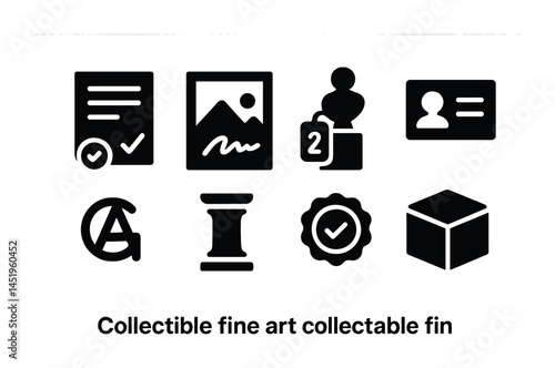 Collectible and fine art solid icons set – filled, silhouette, creative design symbols