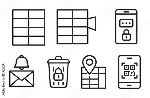 Security and protection line icons set – outline, safety and privacy symbols