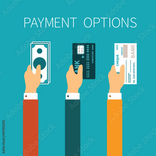 Vector concept of payment options in flat style