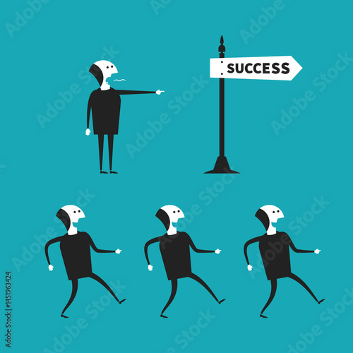 Successful teamwork vector concept in flat cartoon style