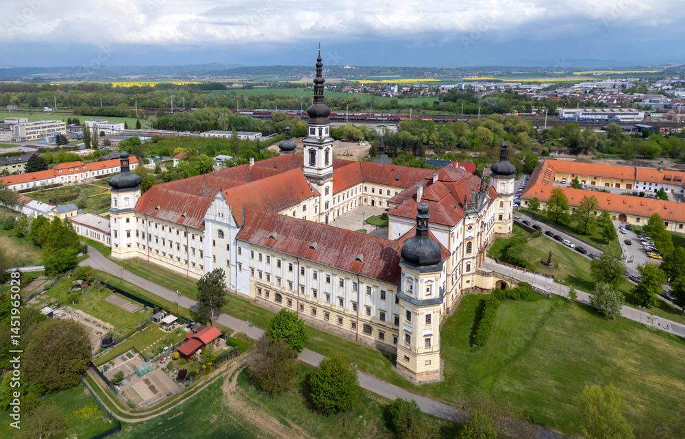 Aerial View of Hradisko Monastery (Klaster Hradisko) in Olomouc, Czechia