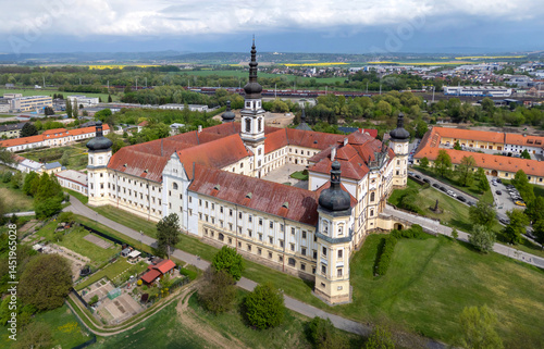 Obraz na płótnie Aerial View of Hradisko Monastery (Klaster Hradisko) in Olomouc, Czechia w salonie