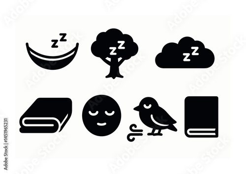 Sleep symbols and relaxation icons for restful themes and designs