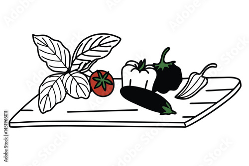 Basil Vegetable Vector Illustration on White Background

