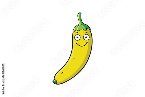 Banana Pepper Vector Illustration on White Background

