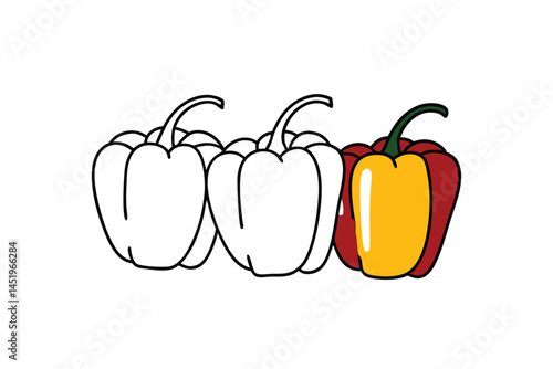 Bell Pepper Vegetable Vector Illustration on White Background

