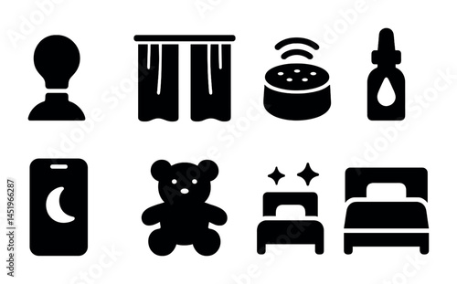 Home and interior solid icons set – filled, furniture and decor symbols collection