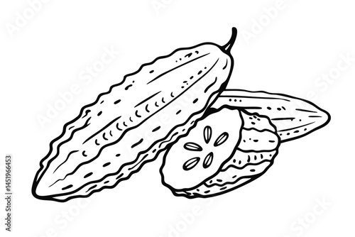 Bitter Melon Vegetable Vector Illustration on White Background

