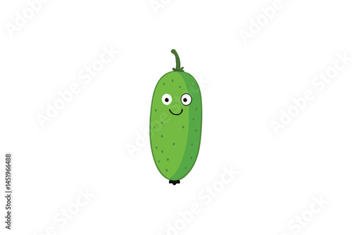 Bitter Melon Vegetable Vector Illustration on White Background

