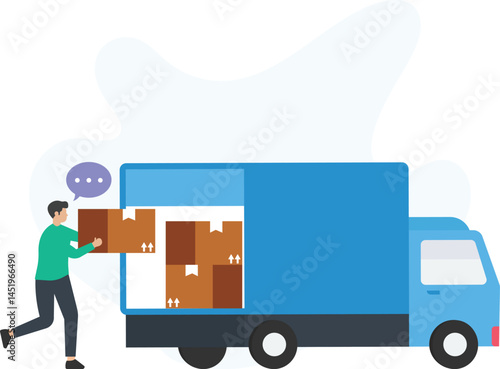Delivering parcel or package transport, last-mile delivery or final leg of shipping, doorstep delivery or direct drop-off, parcel dispatch or shipment handover, express delivery or expedited service, 