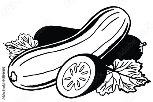 Bottle Gourd Vegetable Vector Illustration on White Background

