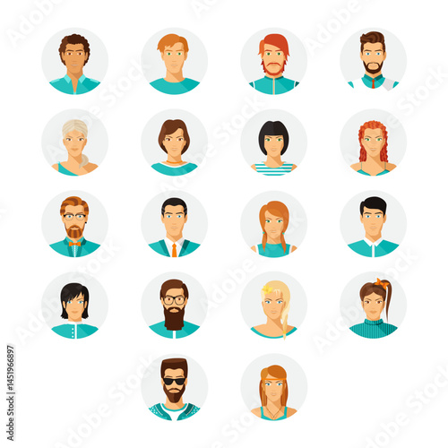 Vector human avatar set in modern flat style