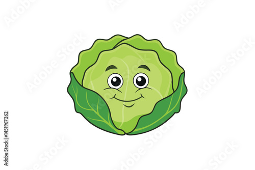 Cabbage Vegetable Vector Illustration on White Background

