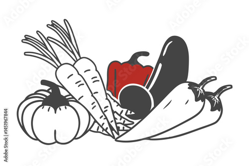 Cayenne Pepper Vegetable Vector Illustration on White Background

