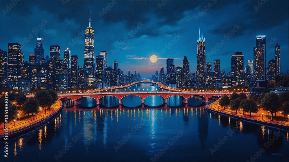 Fototapeta premium Neon Nights: Urban Rhapsody