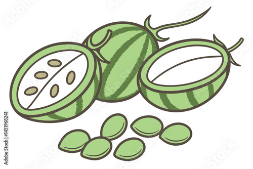 Chickpeas Green Vegetable Vector Illustration on White Background

