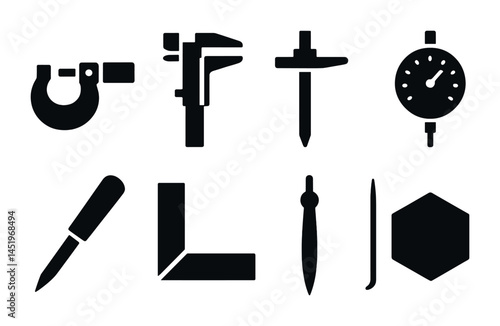 Industrial precision tools silhouettes for engineering and design projects