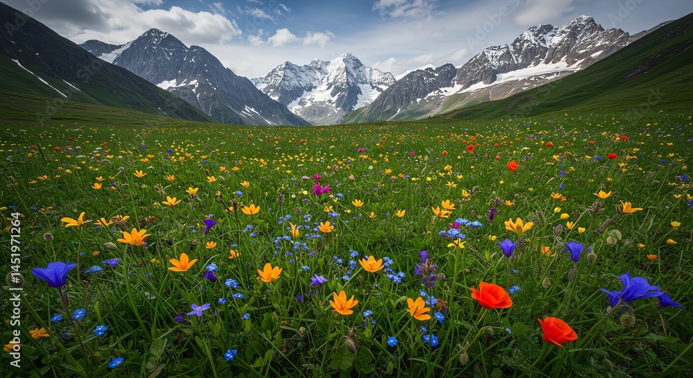 Fototapeta premium Mountain Meadow with Wildflowers