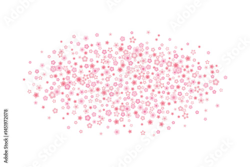 Vector blossom greeting card background with pink cherry or sakura flowers in flat style