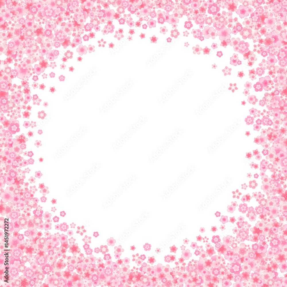 Blossom greeting card background with pink cherry or sakura flowers in flat style Blossom greeting card background with pink cherry or sakura flowers in flat style