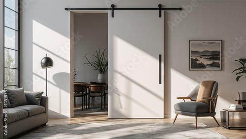 Photorealistic image of a minimalist sliding door
