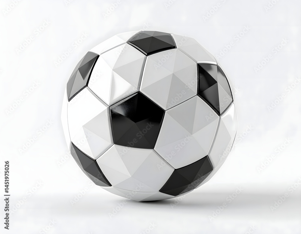 Fototapeta premium Low poly soccer ball resting on white surface