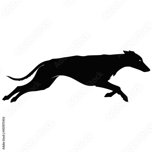 Running Greyhound Dog Silhouette Illustration on White Background