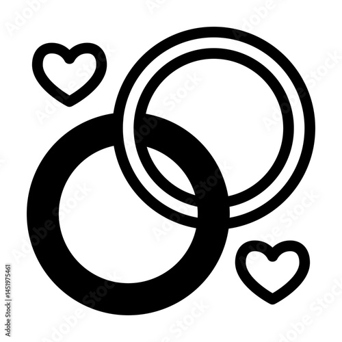 Wedding rings and hearts icon