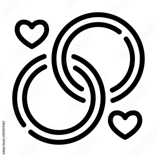 Interlinked Circles with Hearts