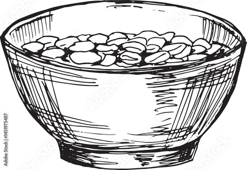 Bowl of oats hand-drawn sketch – rustic breakfast illustration