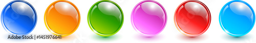 Colored spheres set, shiny and glossy 3D colorful glass balls collection.