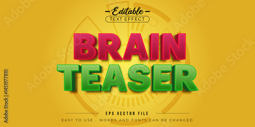 Brain teaser text style, editable text effect.