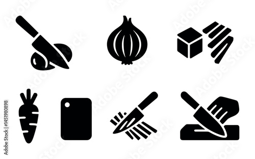 Cooking and kitchen solid icons set – filled, culinary, food prep symbols