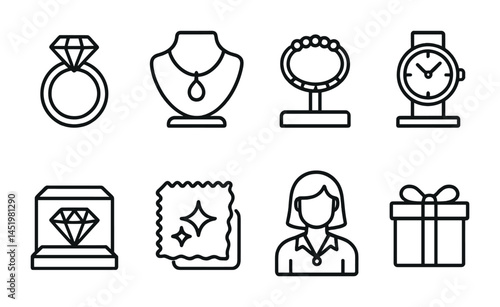 Jewelry and accessories line icons set – outline, style, fashion symbols