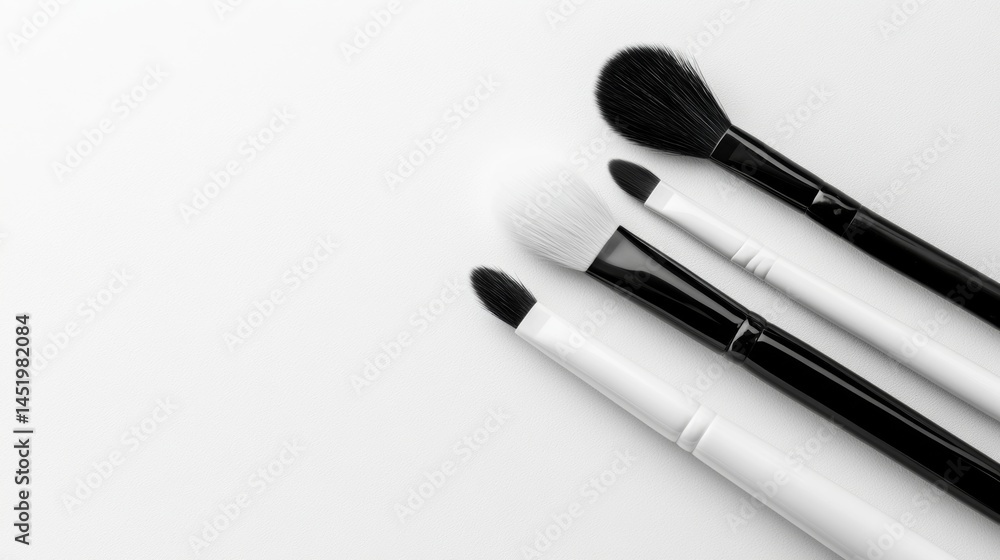 A minimalistic beauty tool set with sleek black and white designs, isolated on a clean white surface, A minimalistic beauty tool set with sleek black and white designs, isolated on a clean white surface,