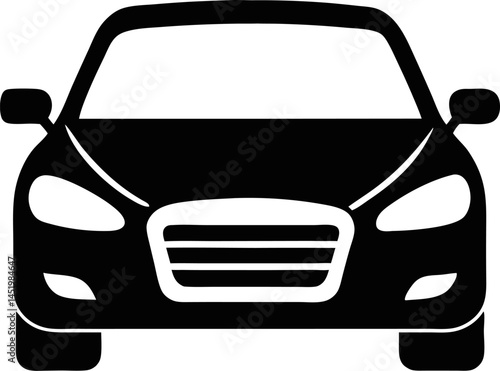 Sports car silhouette on transparent background. Vehicle icons set view from side, front, back, and top