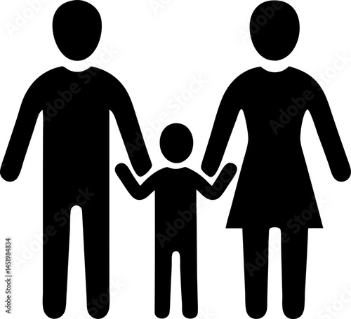 Happy family silhouette set, Family silhouettes, Vector illustration silhouettes of family, Collection of family silhouettes on transparent background