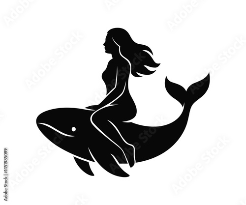 Woman Riding Fish Vector