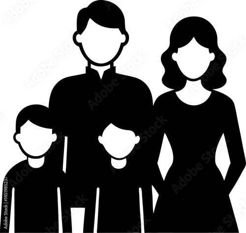 Happy family silhouette set, Family silhouettes, Vector illustration silhouettes of family, Collection of family silhouettes on transparent background