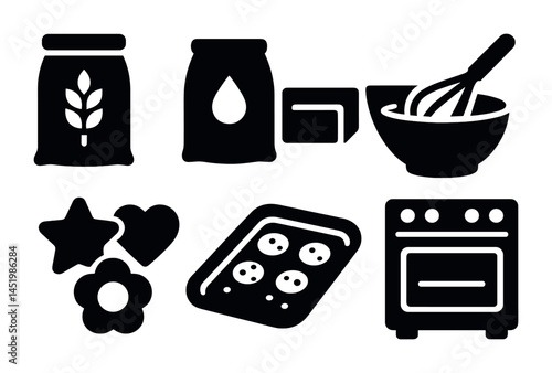 Baking and cooking solid icons set – filled, kitchen and culinary symbols